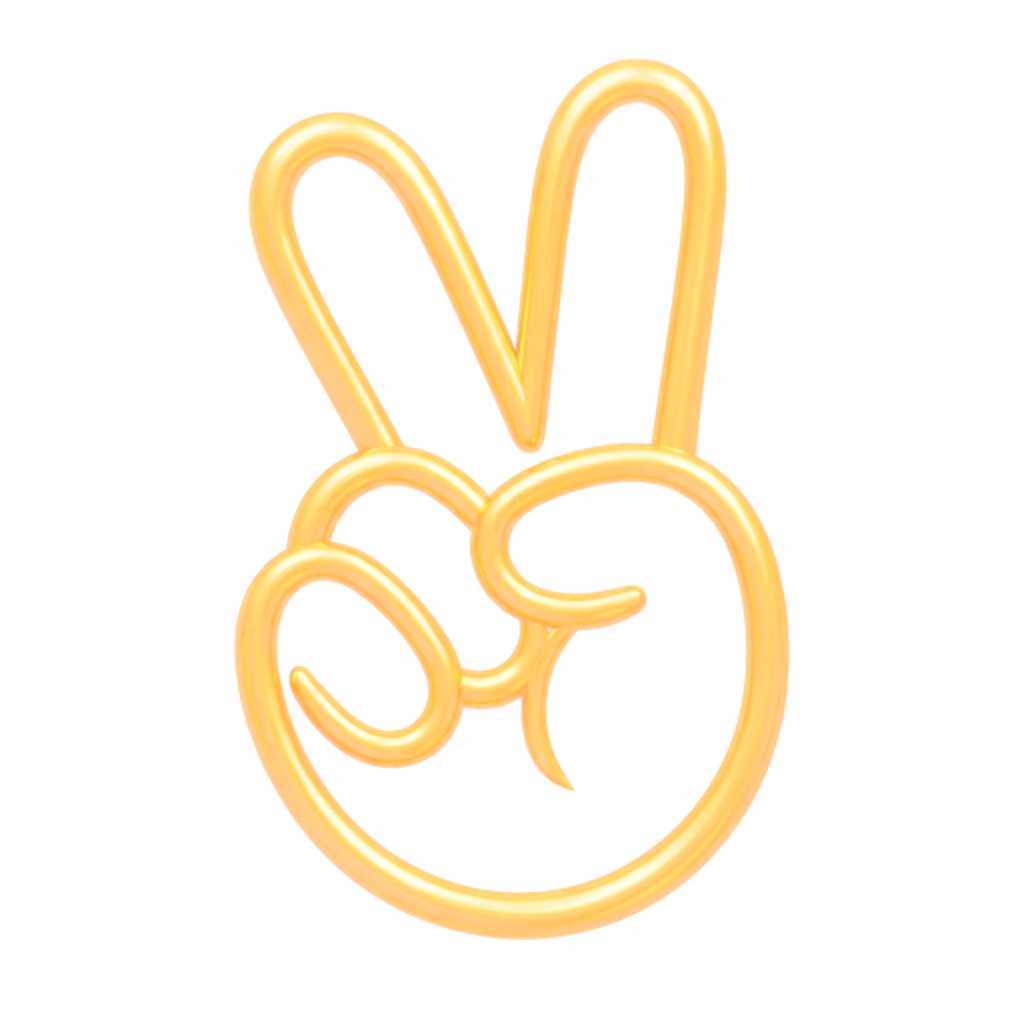 Guldfärgad hand som gör peace-tecken